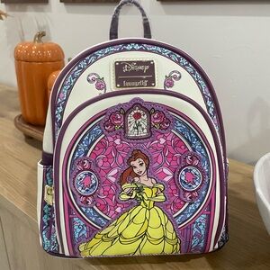 Loungefly Disney Beauty and the Beast Belle Stained Glass Portrait Mini Backpack